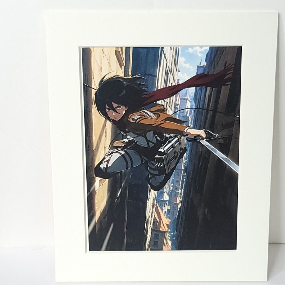 Mikasa Action Attack On Titan Still Shot Card Anime Wall Art Oversized Board A4